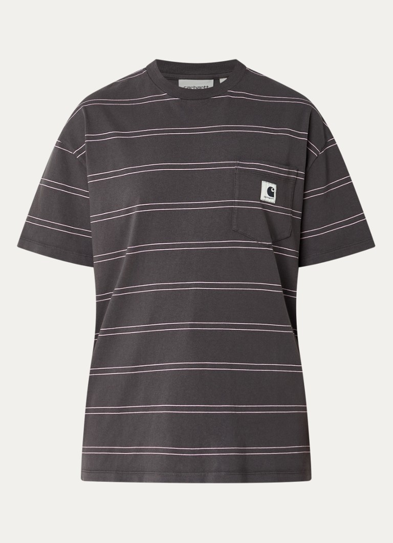 Carhartt WIP Dames Bert T-shirt met streepprint in de kleur Antraciet, maat: M