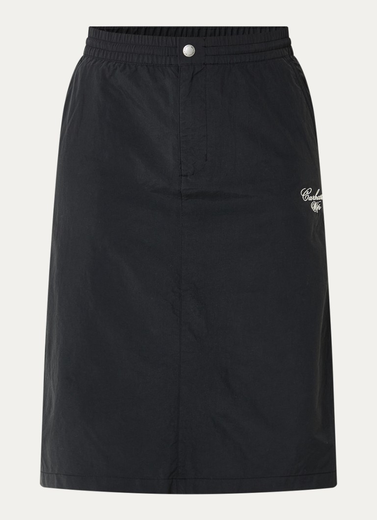 Carhartt WIP Dames Midi rok met logoborduring en steekzakken in de kleur Zwart, maat: XS