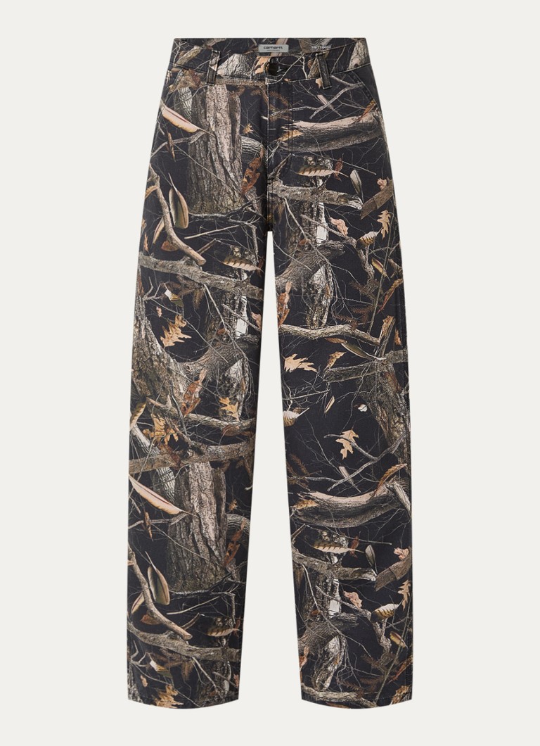Carhartt WIP Dames Brandon high waist straight leg jeans met print in de kleur Antraciet, maat: L