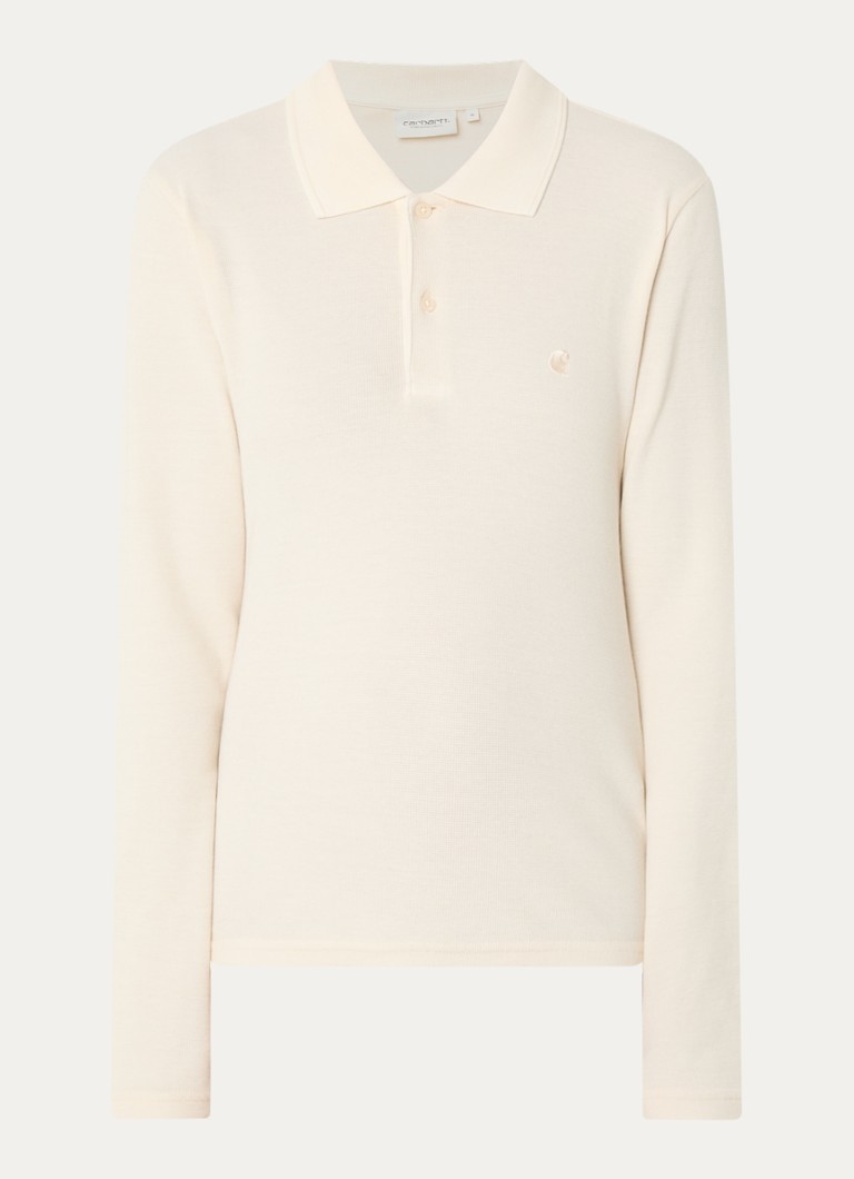 Carhartt WIP Dames Dora regular fit polo met structuur in de kleur Vanillegeel, maat: XS