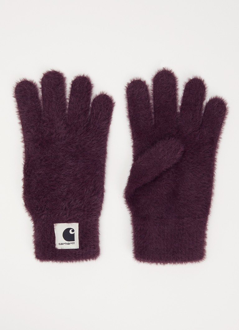 Carhartt WIP Dames Maine handschoenen in katoenblend met logo in de kleur Bordeauxrood, maat: S/M
