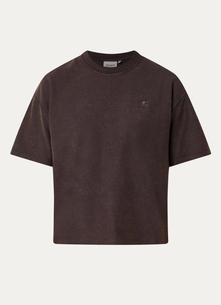 Carhartt WIP Dames Lambert T-shirt met logo in de kleur Donkerbruin, maat: S