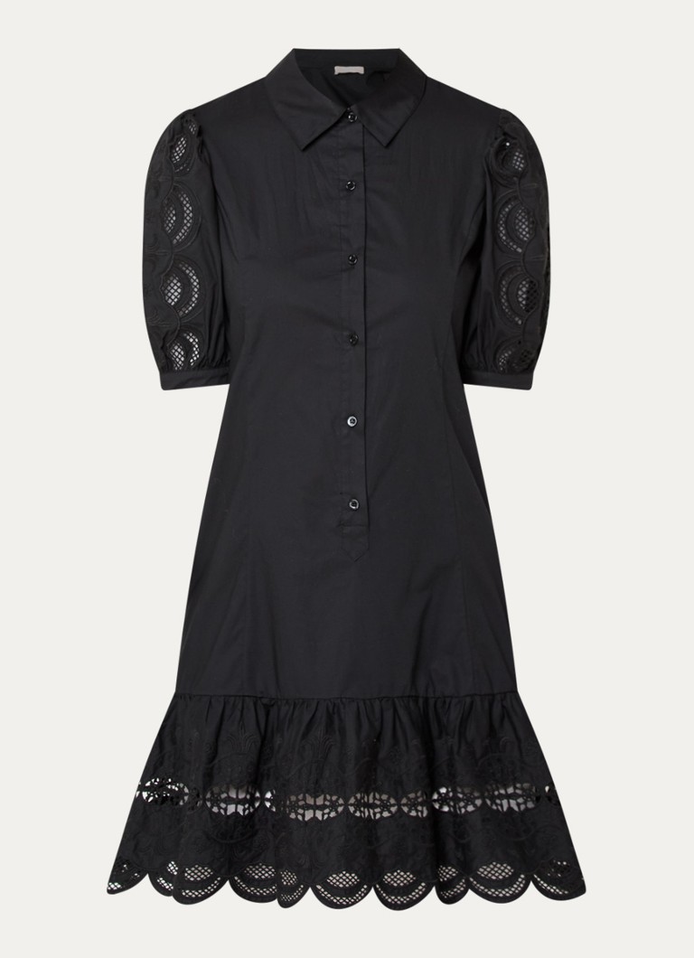 Liu Jo Dames Mini tuniekjurk met broderie in de kleur Zwart