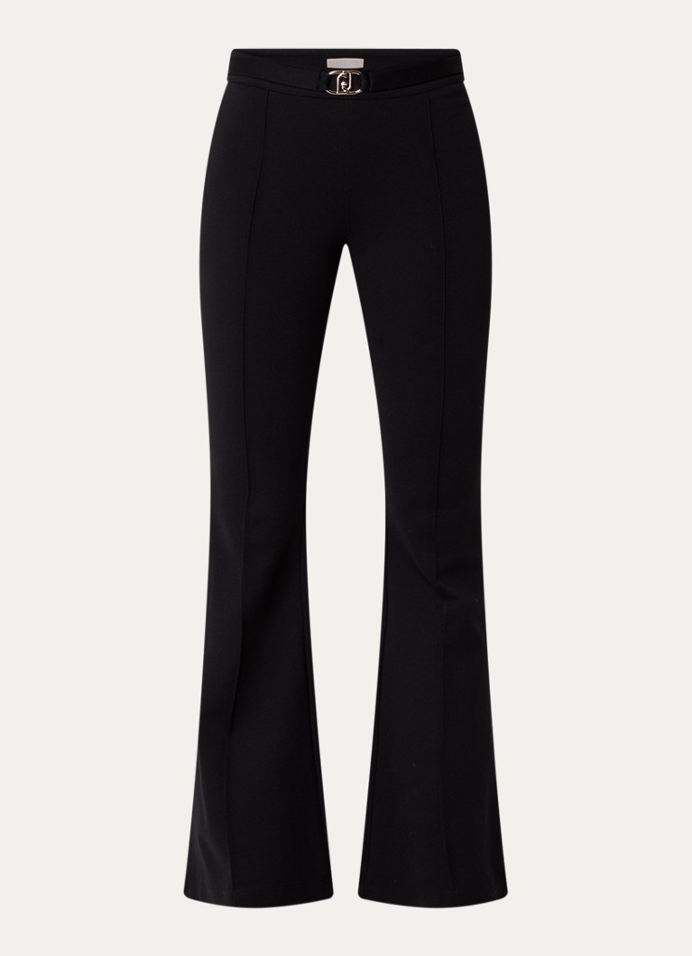 Liu Jo Dames Mid waist flared pantalon met persplooi in de kleur Zwart
