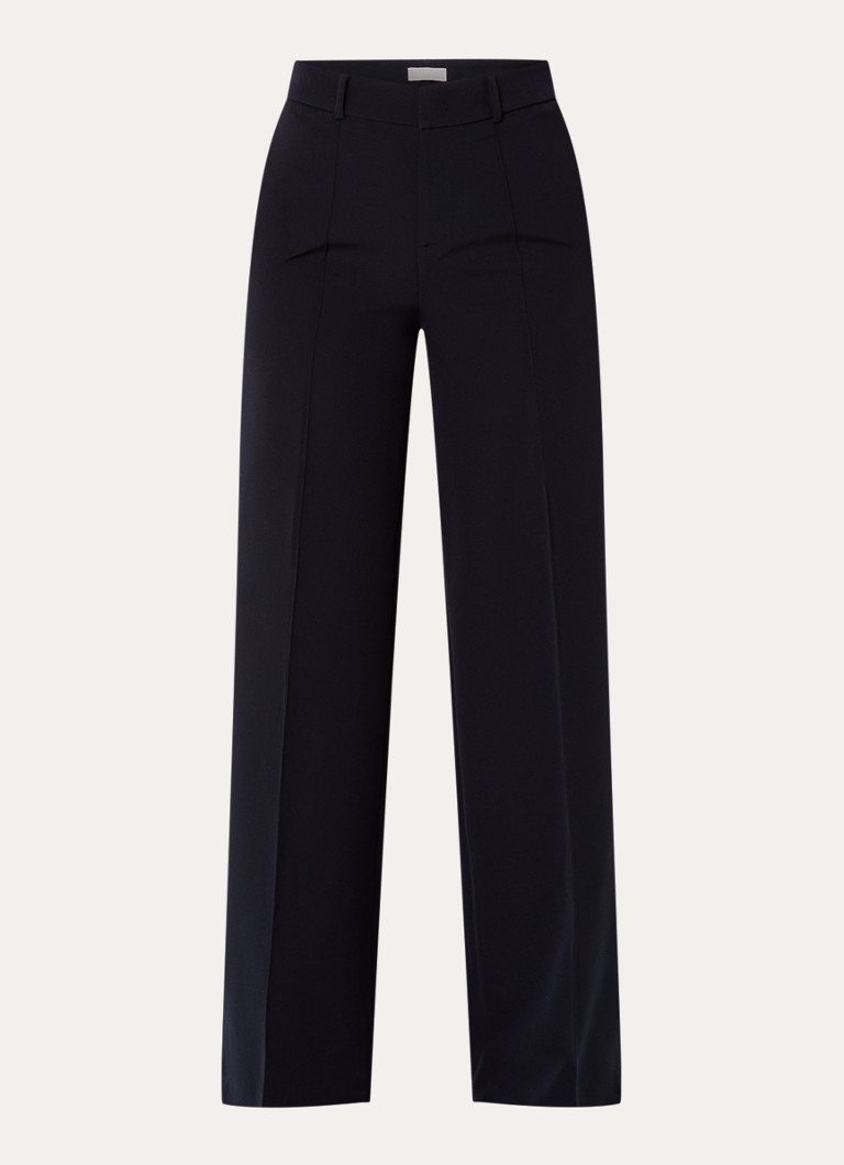 Liu Jo Dames High waist wide fit pantalon met persplooi en steekzakken in de kleur Donkerblauw
