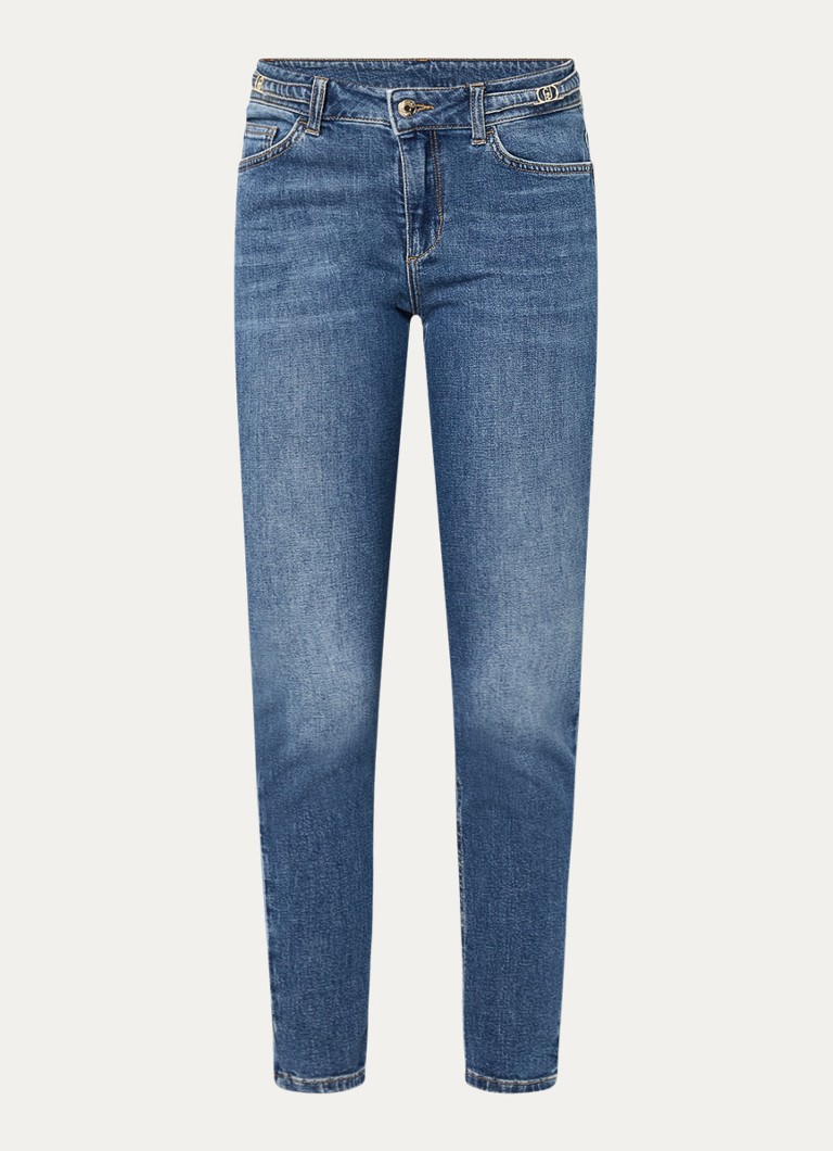 Liu Jo Dames Mid waist cropped skinny jeans met medium wassing in de kleur Indigo