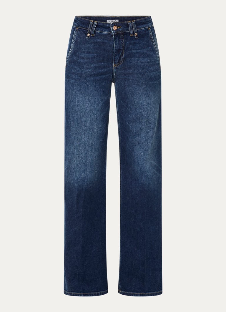 Liu Jo Dames High waist wide leg jeans met donkere wassing in de kleur Indigo