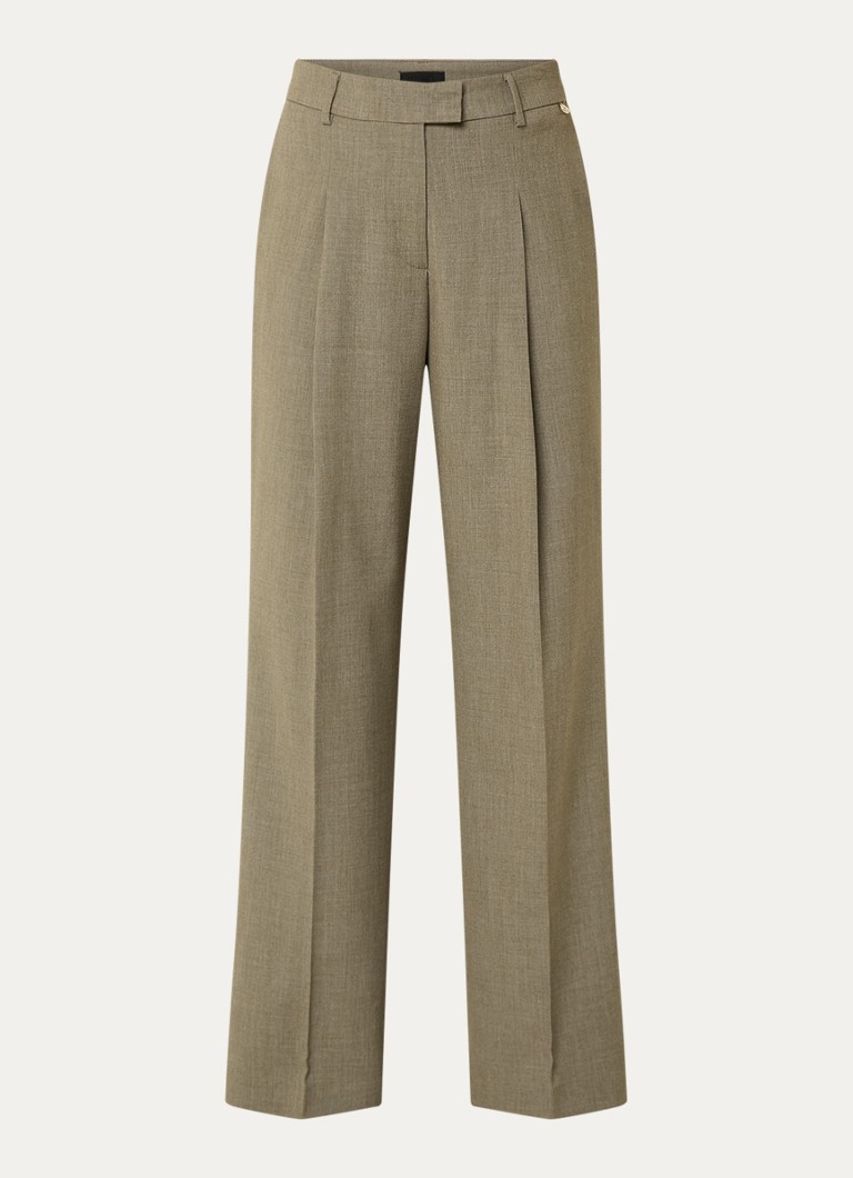 Liu Jo Dames High waist wide fit pantalon met plooidetail in de kleur Groen