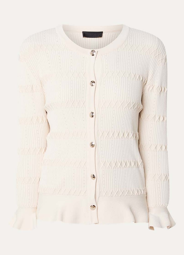 Liu Jo Dames Grofgebreid vest met ribstructuur in de kleur Creme