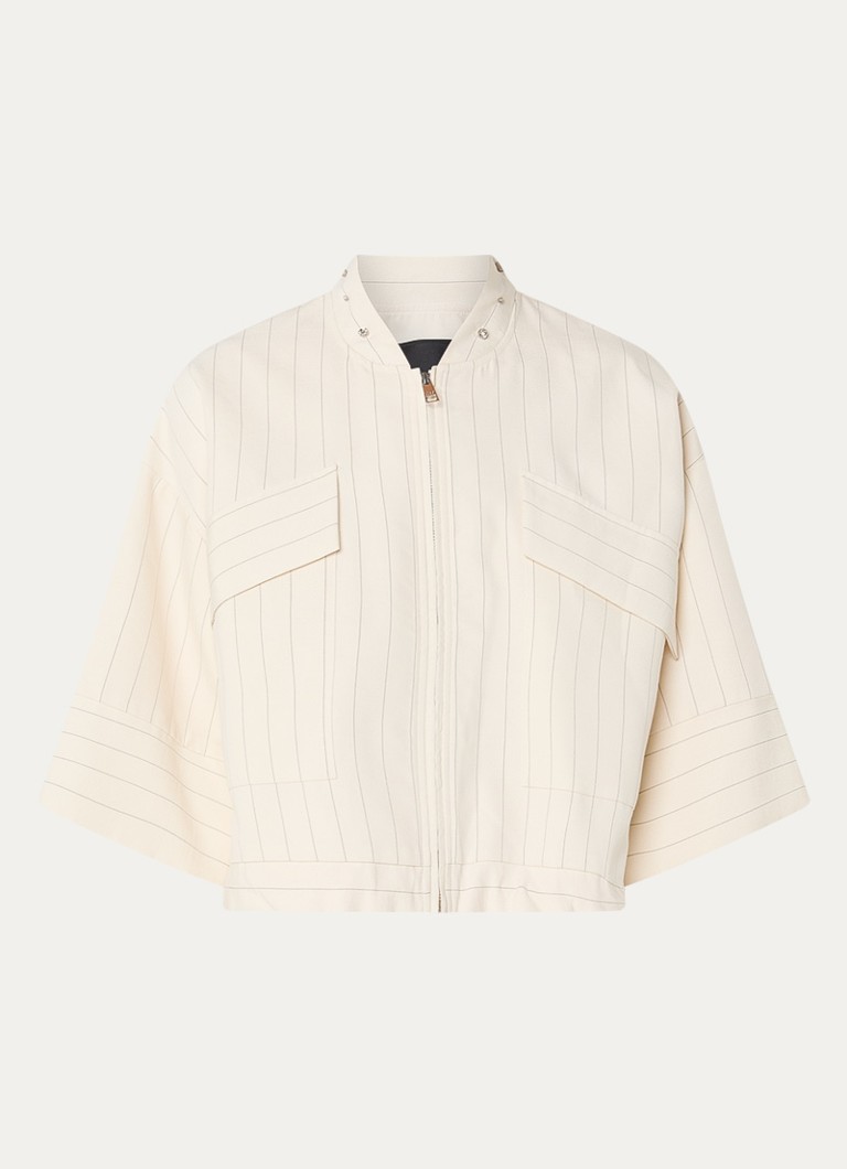 Liu Jo Dames Cropped jack met streepprint en borstzakken in de kleur Creme