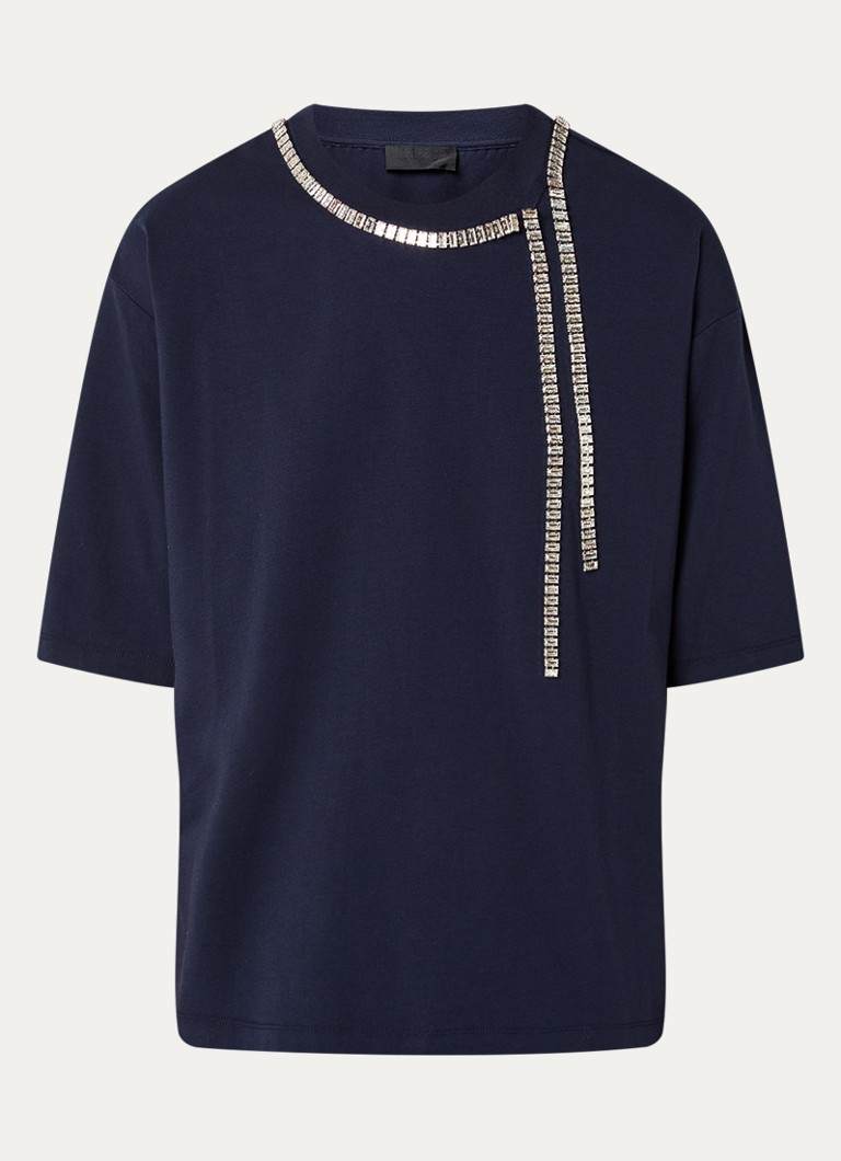 Liu Jo Dames T-shirt met strass in de kleur Donkerblauw