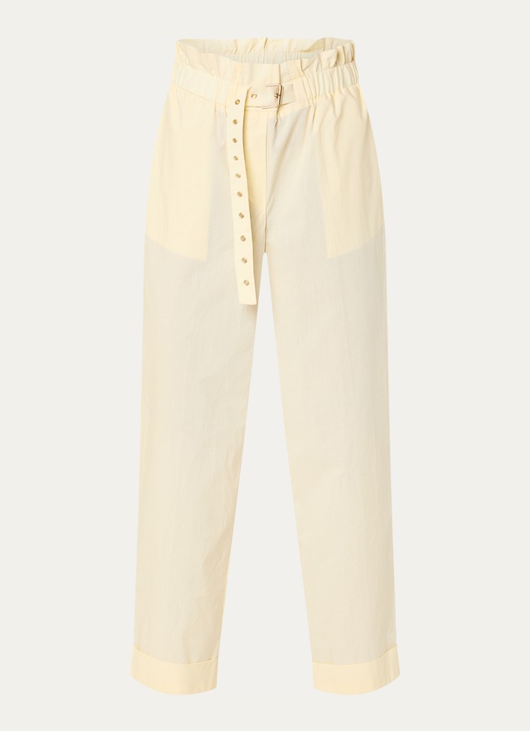 Liu Jo Dames High waist straight fit broek met steekzakken in de kleur Lichtgeel