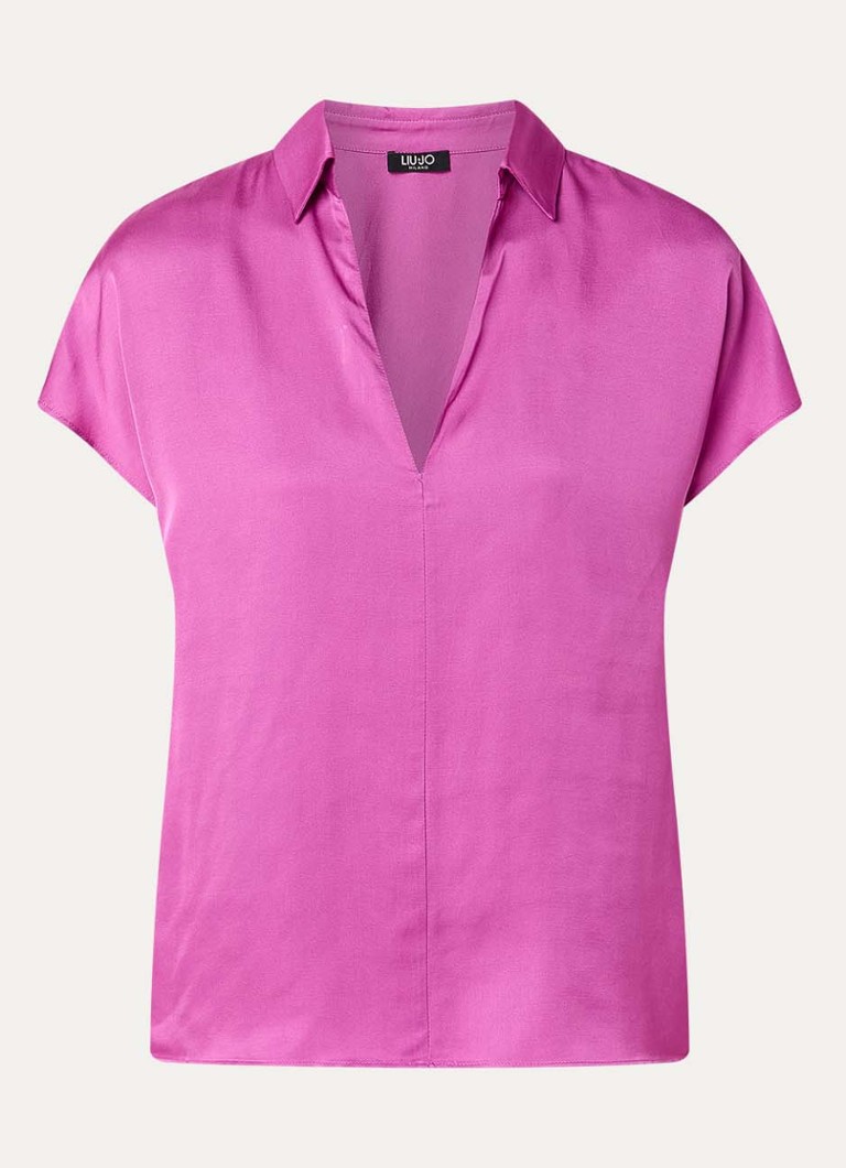 Liu Jo Dames Tuniek van satijn met V-hals in de kleur Fuchsia