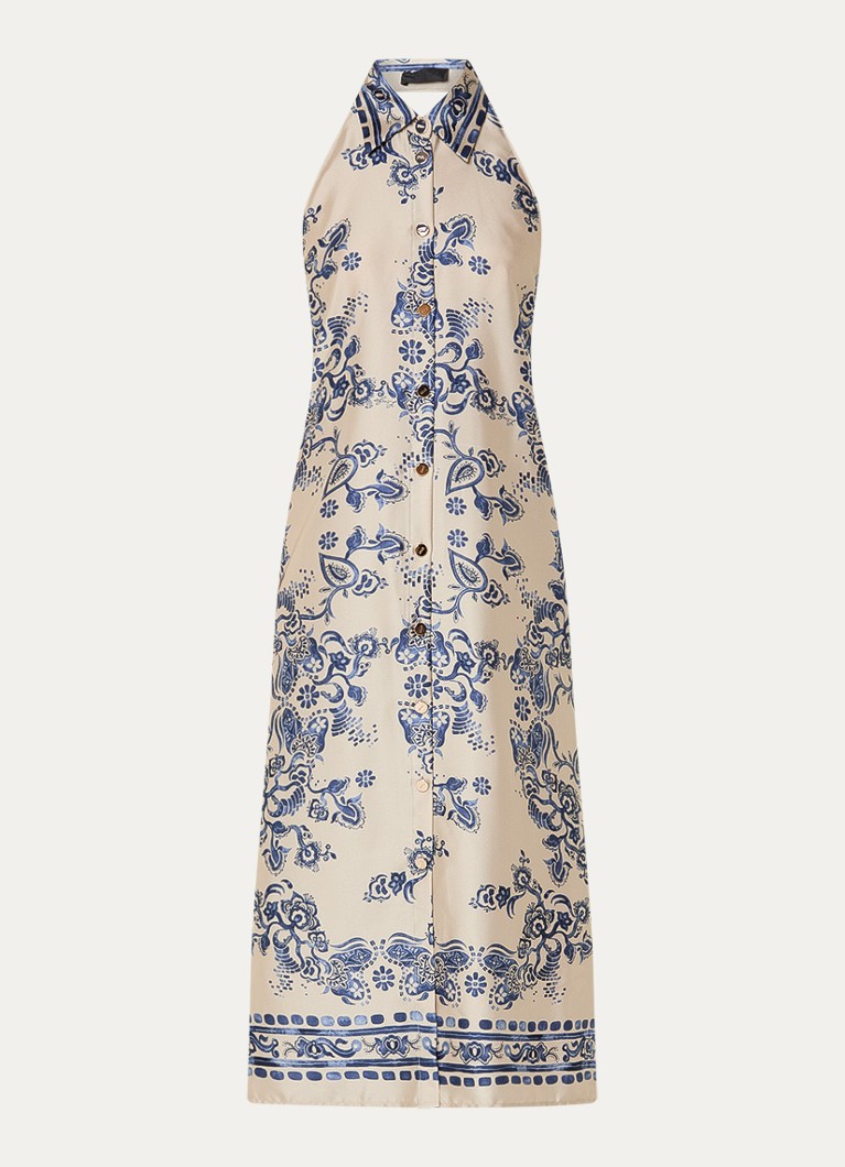 Liu Jo Dames Midi blousejurk met bloemenprint in de kleur Beige