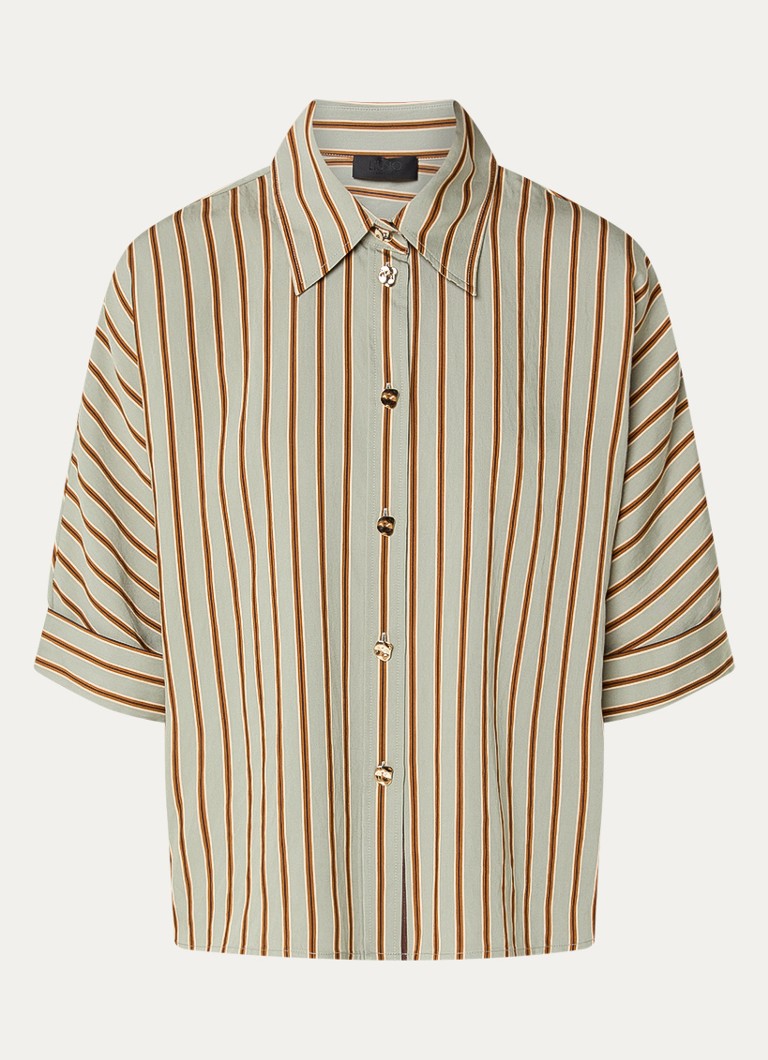 Liu Jo Dames Blouse met streepprint in de kleur Lindegroen