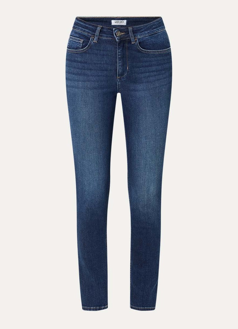 Liu Jo Dames High waist skinny jeans met donkere wassing en strass in de kleur Indigo