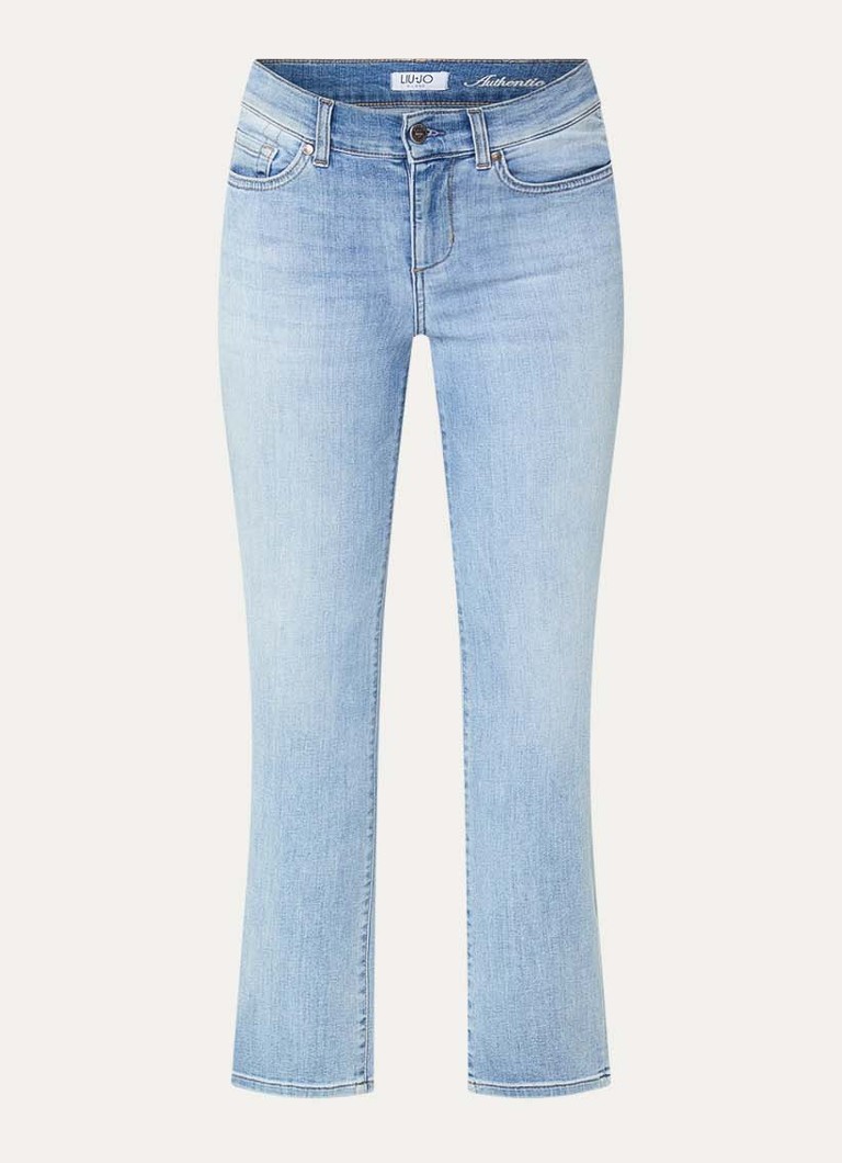 Liu Jo Dames Mid waist cropped slim fit jeans met lichte wassing in de kleur Indigo