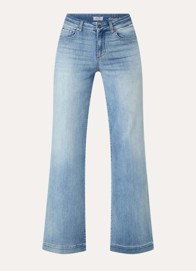 Liu Jo Dames High waist wide leg jeans met lichte wassing in de kleur Indigo