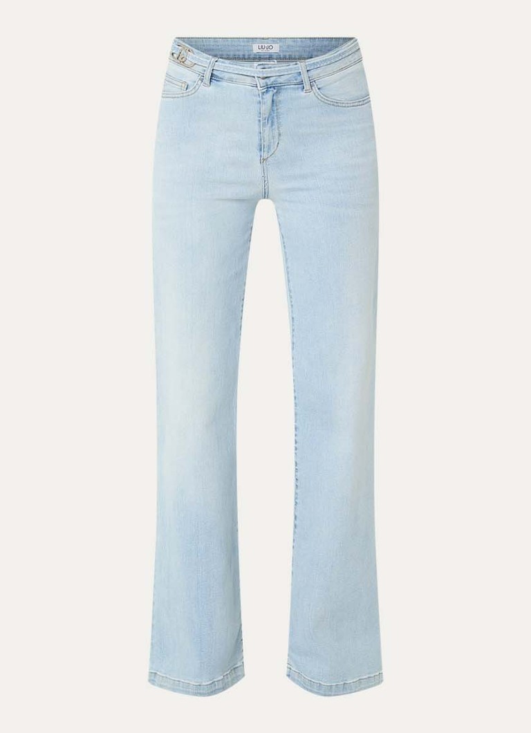 Liu Jo Dames High waist straight leg jeans met gekleurde wassing en ceintuur in de kleur Lichtblauw