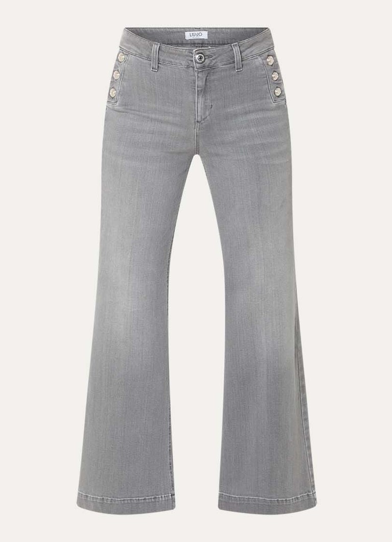 Liu Jo Dames High waist flared jeans met medium wassing in de kleur Grijs