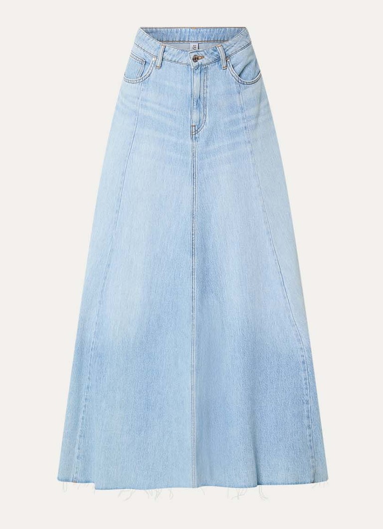 Liu Jo Dames Maxi spijkerrok met steekzakken en gerafelde zoom in de kleur Indigo