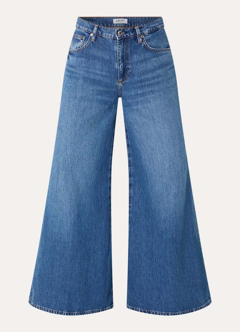 Liu Jo Dames High waist wide leg jeans met gekleurde wassing in de kleur Indigo