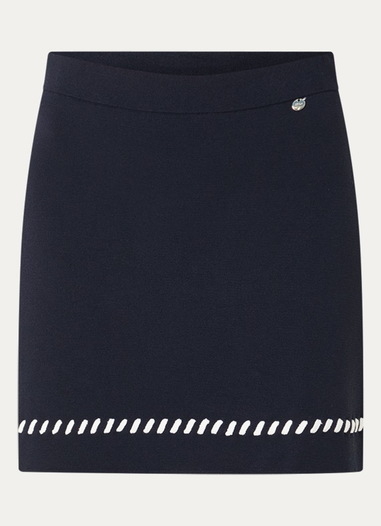 Liu Jo Dames Fijngebreide minirok met stretch in de kleur Donkerblauw