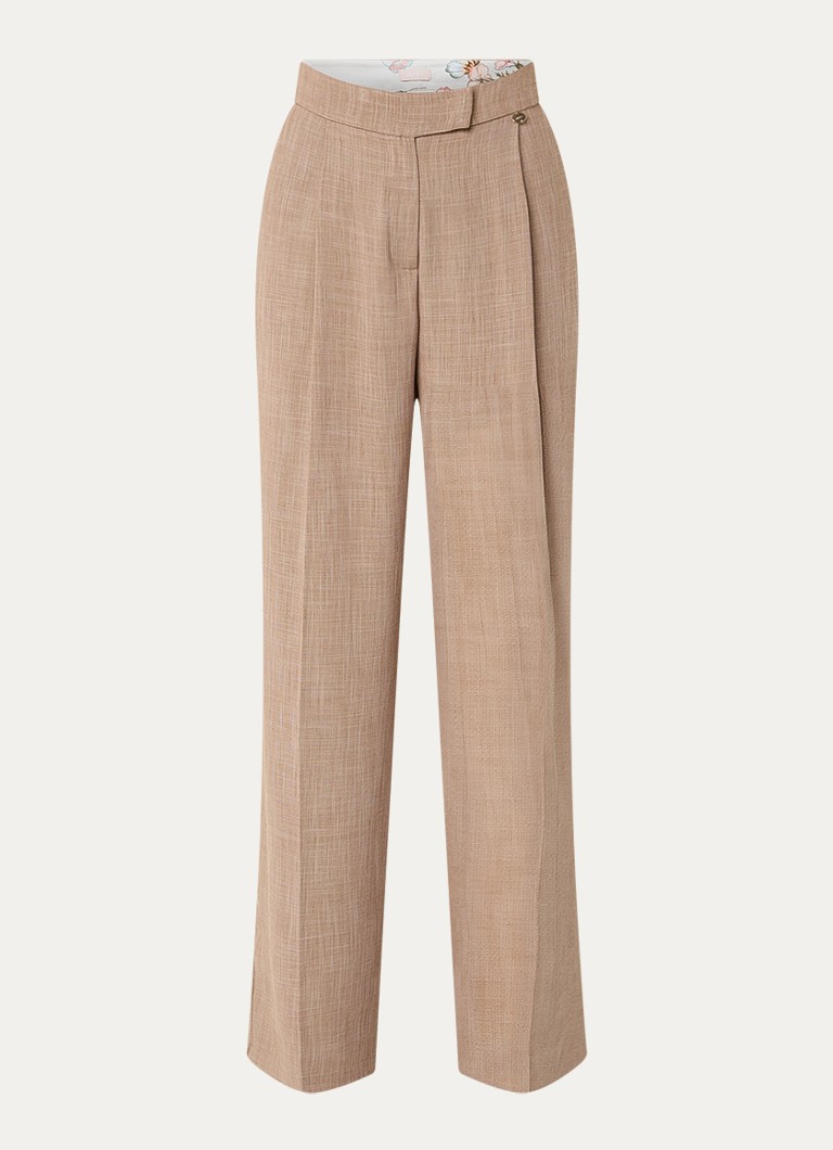 Liu Jo Dames High waist loose fit pantalon met steekzakken en persplooi in de kleur Lichtbruin