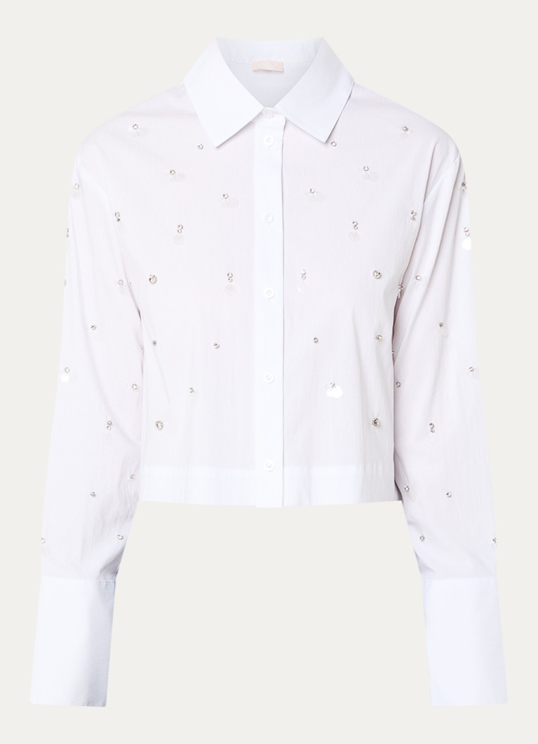 Liu Jo Dames Cropped blouse met strass in de kleur Wit