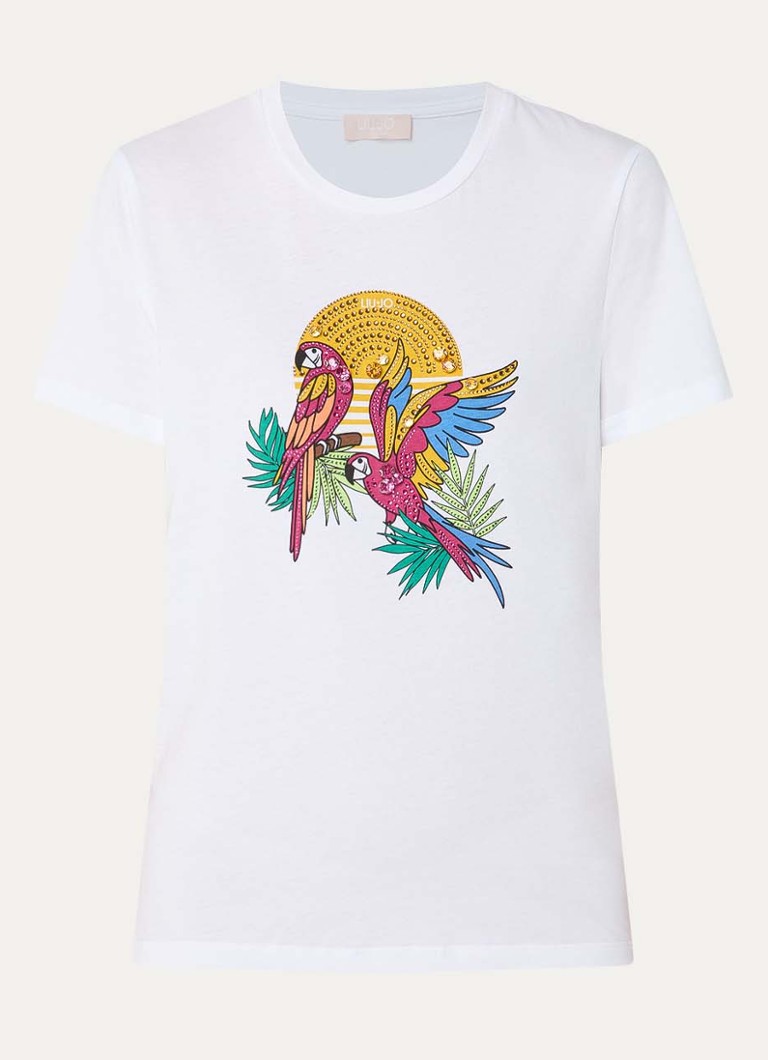 Liu Jo Dames T-shirt met print en imitatieparels in de kleur Roze