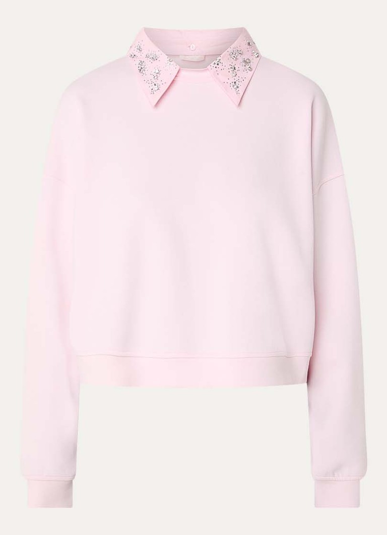 Liu Jo Dames Sweater met afneembare kraag en strass in de kleur Zalmroze