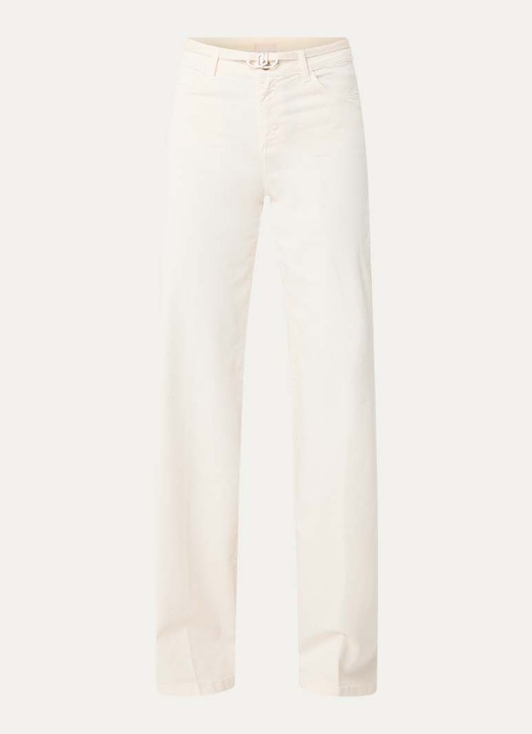 Liu Jo Dames High waist wide fit broek met steekzakken in de kleur Vanillegeel