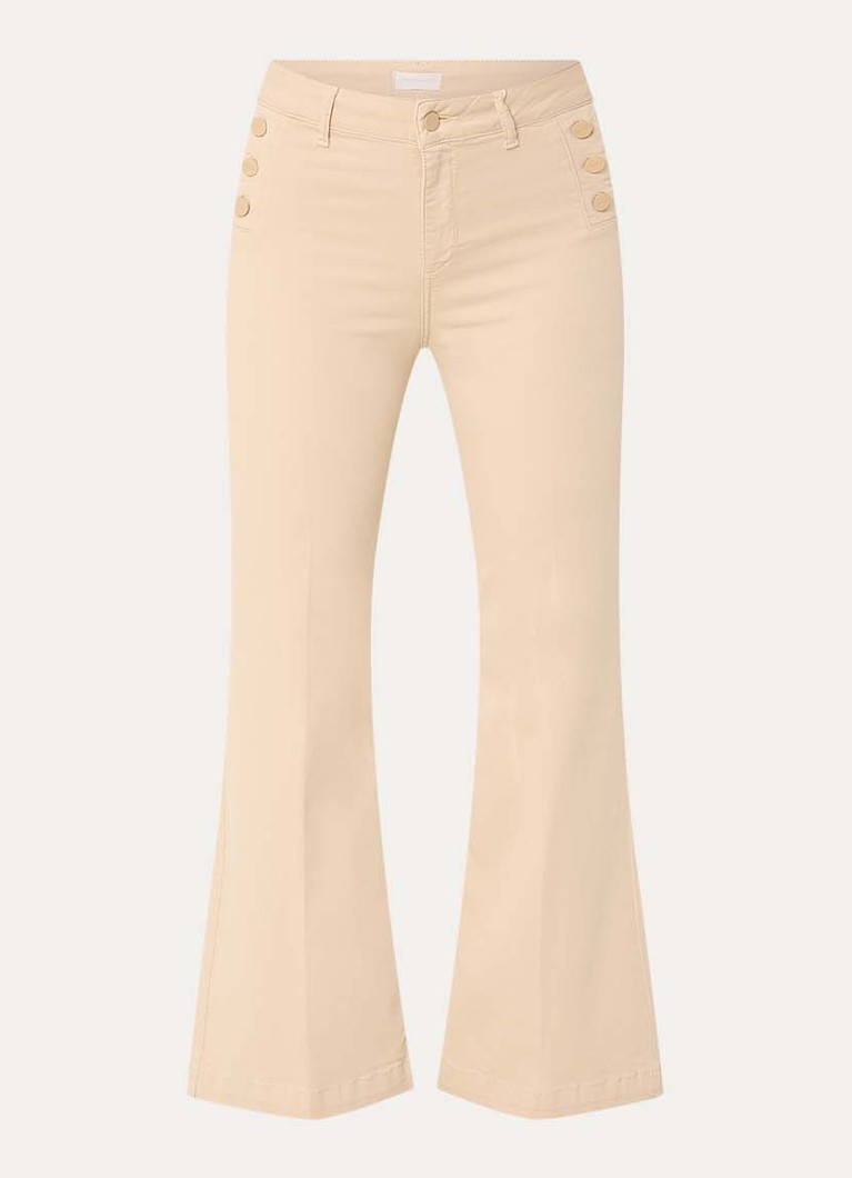 Liu Jo Dames High waist flared fit pantalon met steekzakken in de kleur Beige