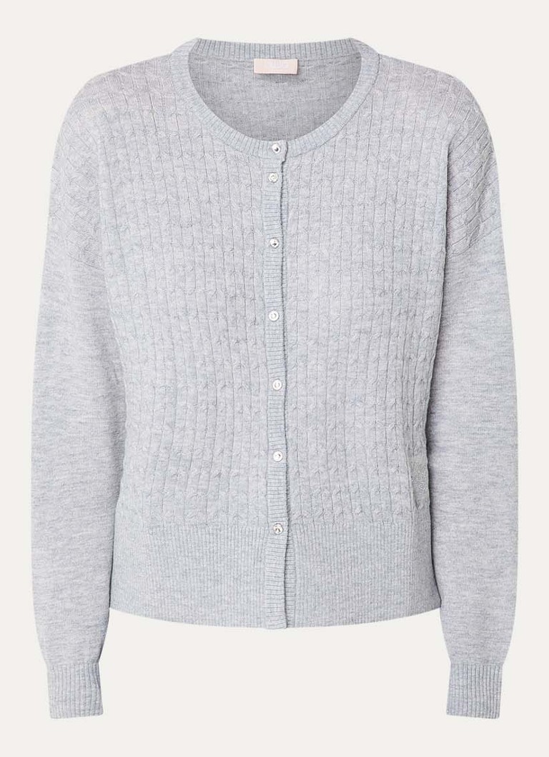 Liu Jo Dames Grofgebreid vest in wolblend in de kleur Lichtgrijs
