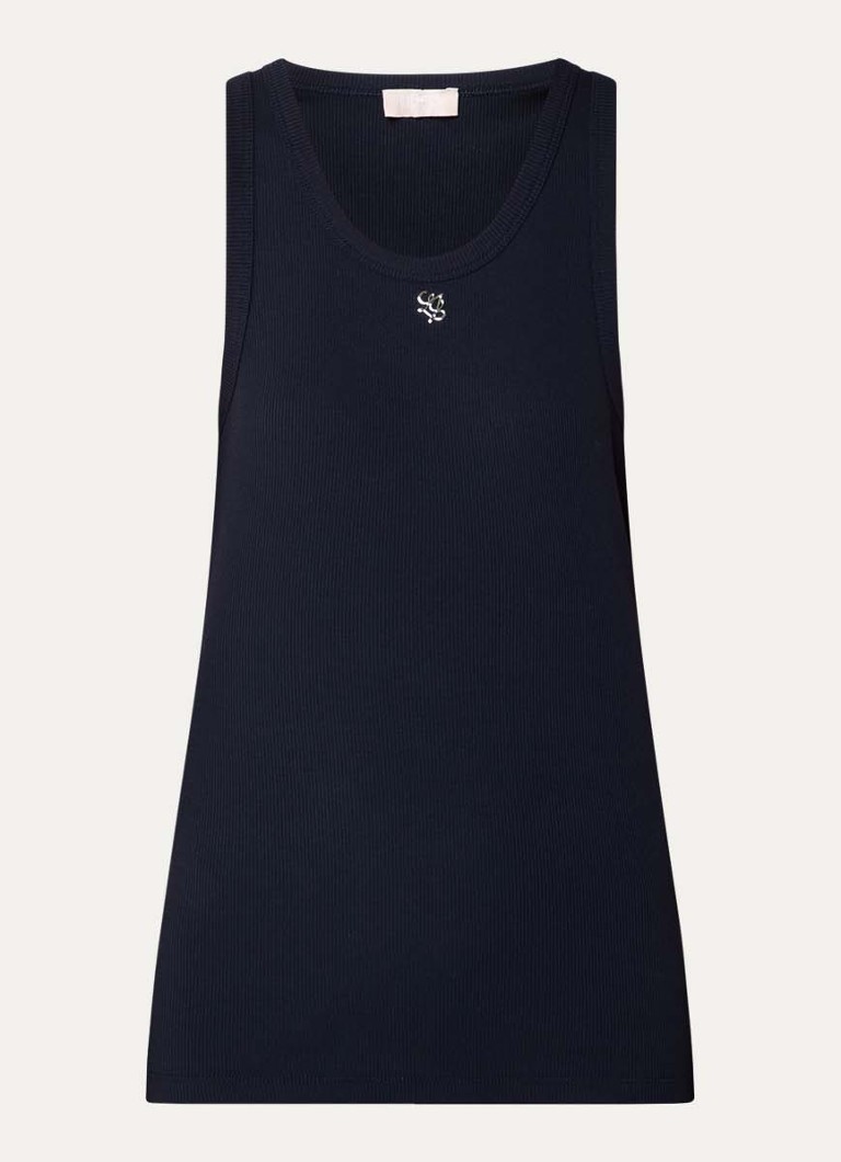 Liu Jo Dames Tanktop met logo in de kleur Donkerblauw