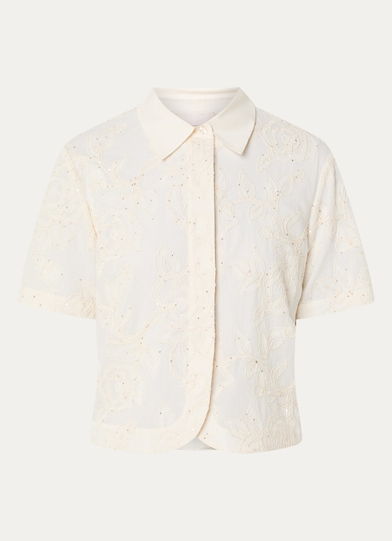 Liu Jo Dames Blouse met bloemborduring in de kleur Creme