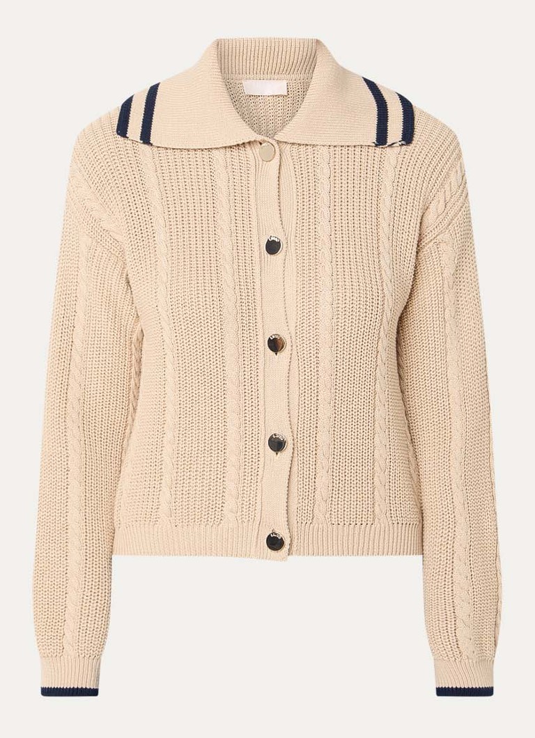 Liu Jo Dames Kabelgebreid vest met V-hals in de kleur Camel