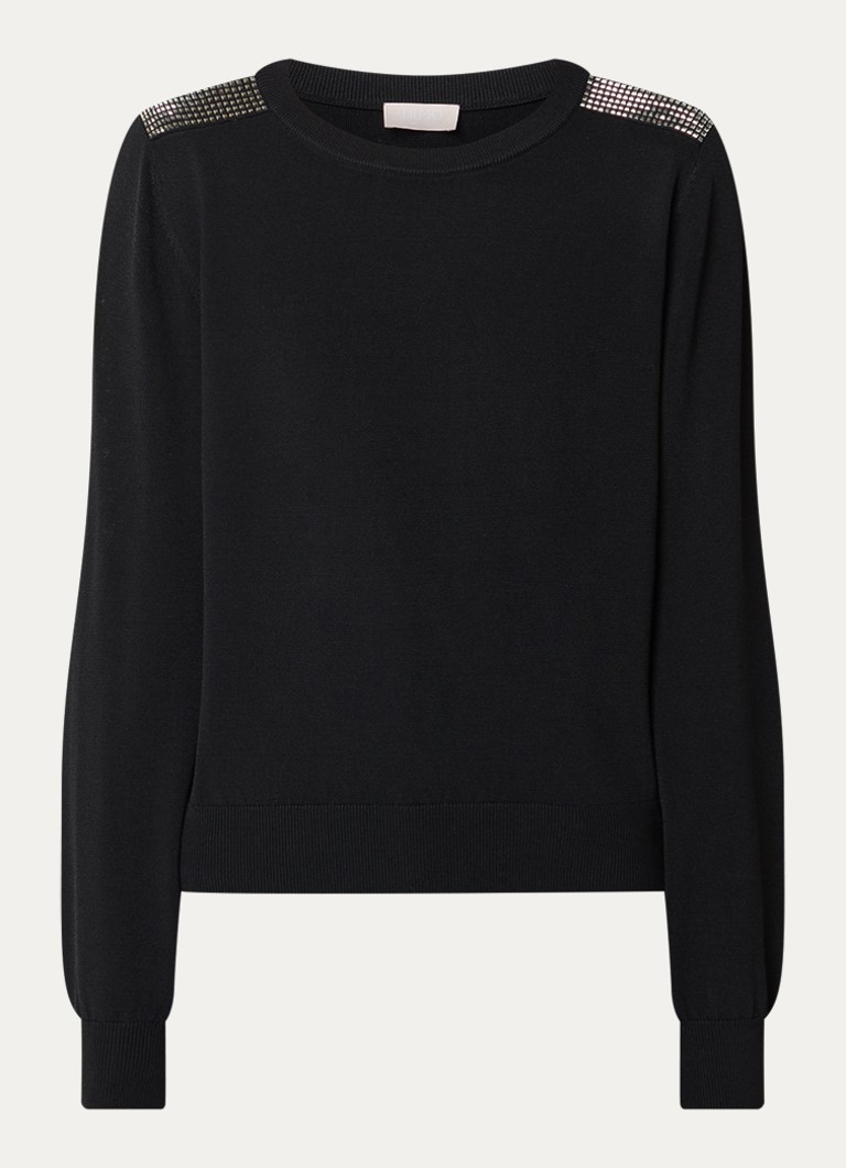Liu Jo Dames Sweater met strass in de kleur Zwart