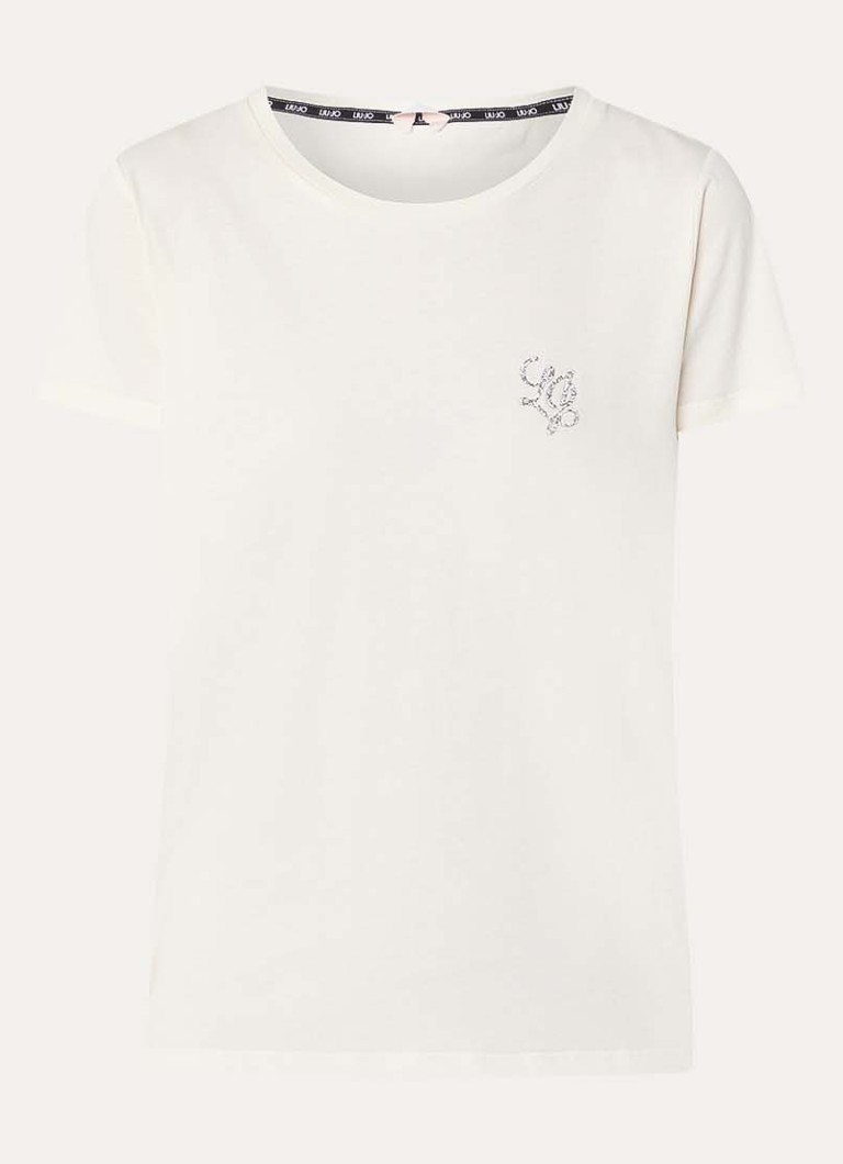 Liu Jo Dames T-shirt met strass in de kleur Creme
