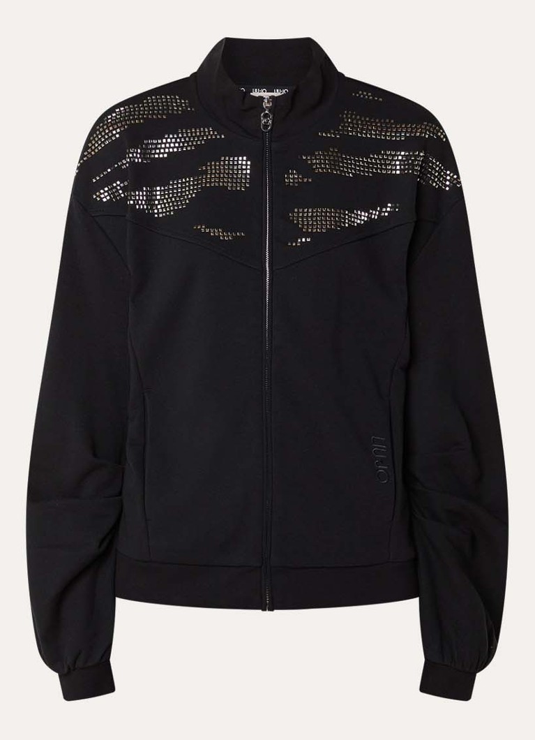 Liu Jo Dames Sweatvest met strass en steekzakken in de kleur Zwart