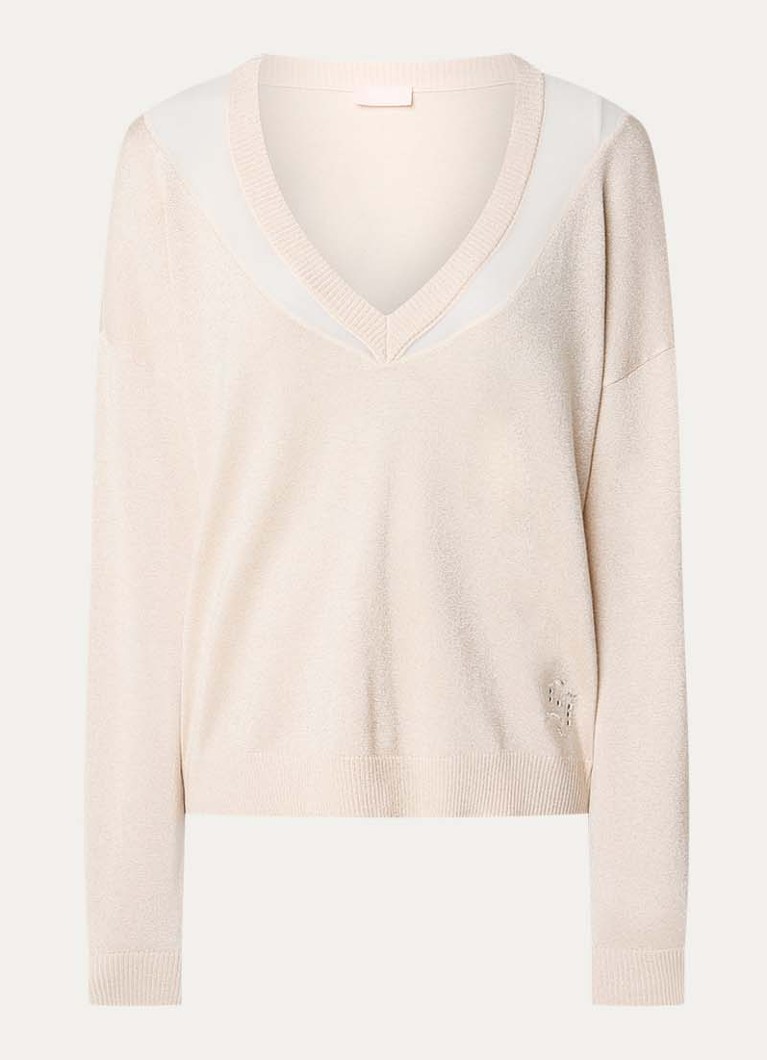 Liu Jo Dames Pullover met lurex en details van mesh in de kleur Creme