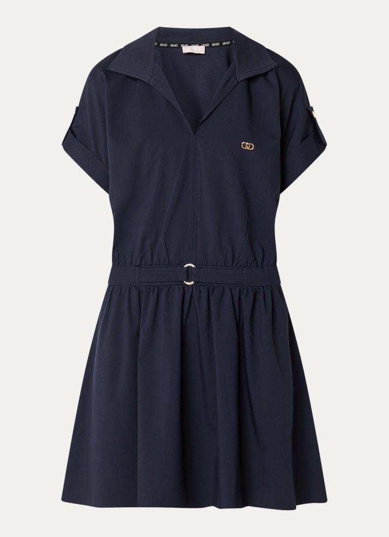 Liu Jo Dames Mini A-lijn tuniekjurk met ceintuur in bambooblend in de kleur Donkerblauw