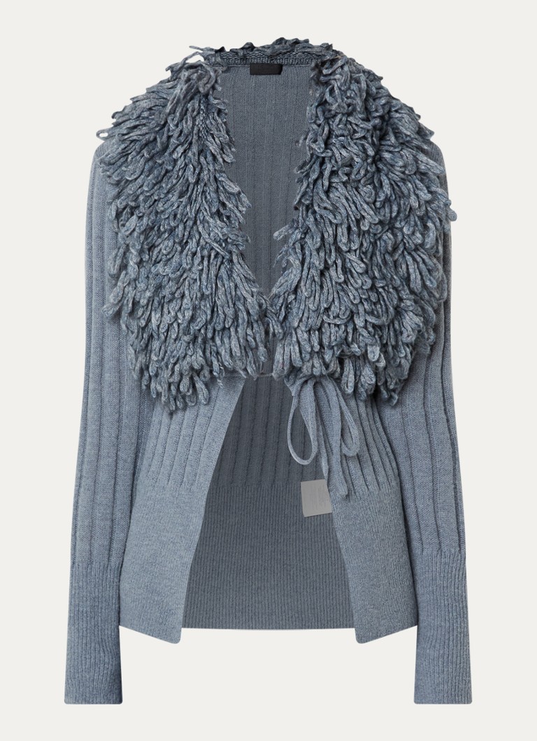 Liu Jo Dames Grofgebreid openvallend vest in alpaca wolblend in de kleur Staalblauw