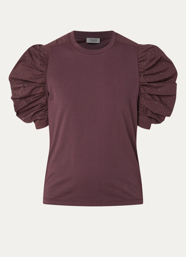 Liu Jo Dames T-shirt met pofmouw in de kleur Aubergine