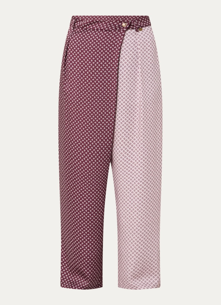 Liu Jo Dames High waist loose fit broek met print en steekzakken in de kleur Aubergine