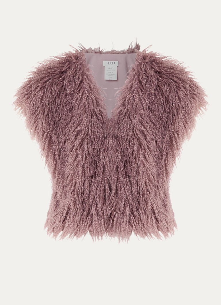 Liu Jo Dames Gilet van imitatiebont in de kleur Oudroze