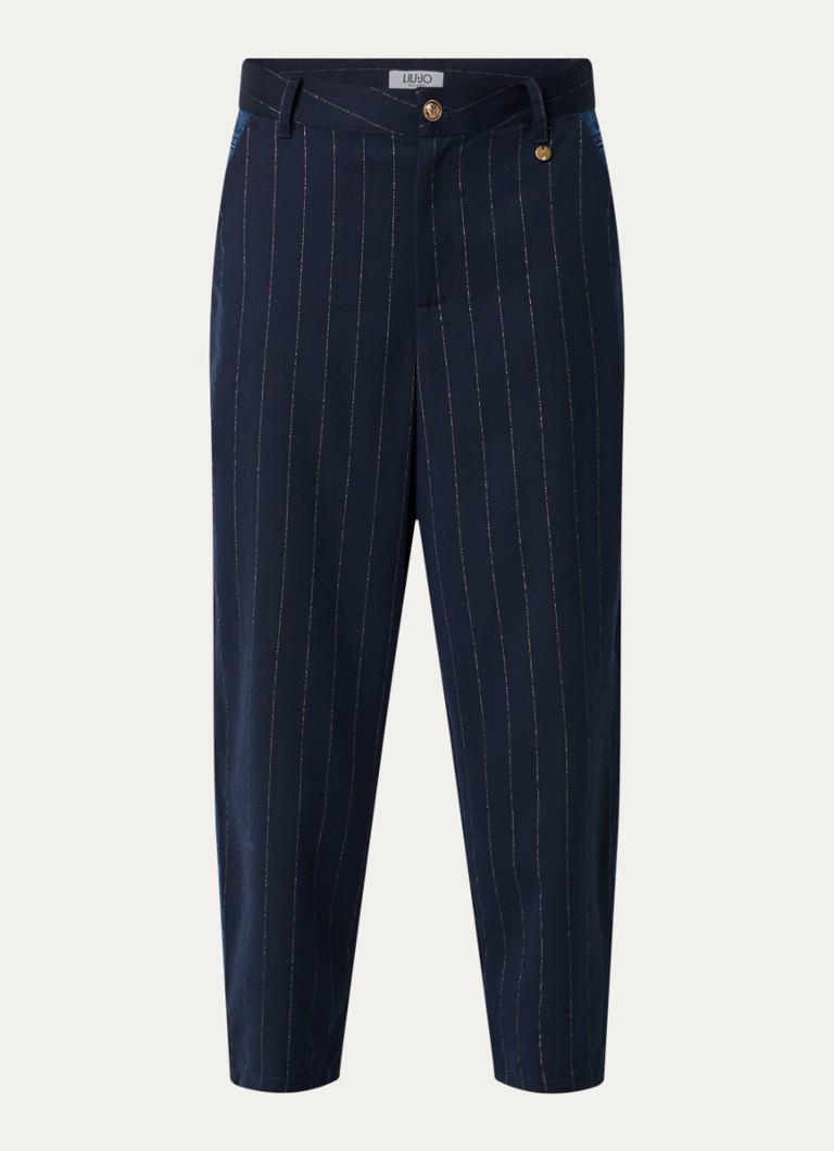Liu Jo Dames Mid waist wide fit broek met medium wassing in de kleur Donkerblauw