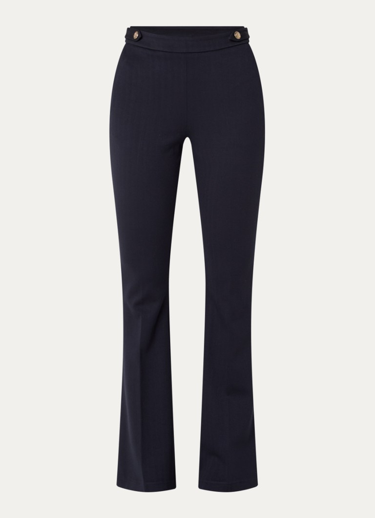 Liu Jo Dames High waist flared fit pantalon met steekzakken in de kleur Donkerblauw