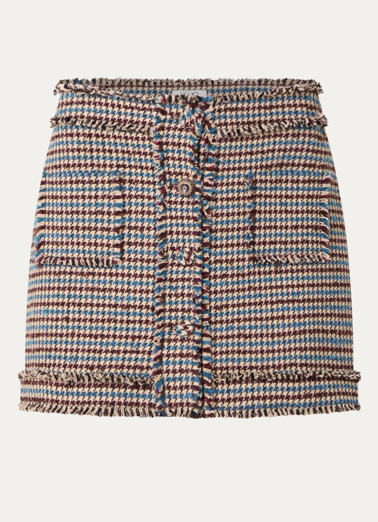 Liu Jo Dames Mini rok met pied-de-poule dessin in de kleur Camel