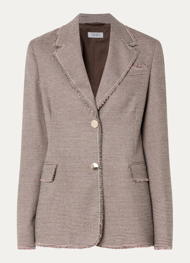 Liu Jo Dames Blazer met pied-de-poule dessin in de kleur Camel